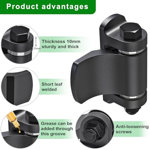 Insaga Weld on Hinges, 6mm Carbon Steel Black Oxide Weldable Gate Hinges Heavy Duty with Bearing Bushings & Anti-Loose Nuts for Farm Gates, Fence Gates, Driveway Gates, Swing Gates (3.7x2.8'', 2Pack) - color: Welded hinge with leaf