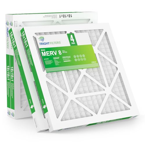 TRIGHTFILTERS 18x18x1 Air Filter 4 Pack, MERV 8 Filter Replacement - size: 18x18x1-4pack