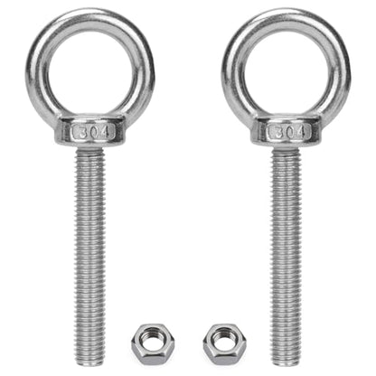 2 Pack M12 Eye Bolts, 2" Thread Length Stainless Steel with Nuts - size: M12*50