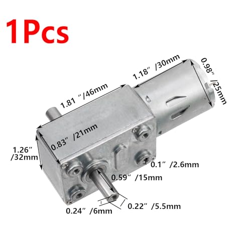 Antrader 1Pcs Worm Gear Motor,DC 12V 6rpm Gear Motor,Double Shaft Self Locking Electric Motor,Reversible High Torsion Worm Speed Reduction