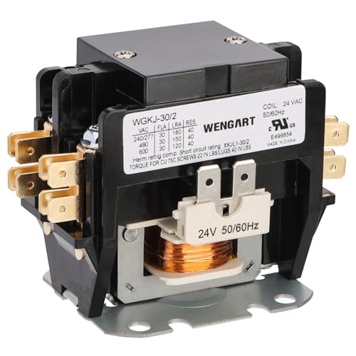Wengart Air Conditioner Contactor,24V Coil 2 Pole 30 Amp Compatible with Condenser,Compressor,Air Conditioner,Refrigeration Systems,Heat Pump