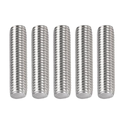 DTGN M10x1.5x40mm(DxPxL) Fully Threaded Rod - 5Pack - Good for Machinery - 304 Stainless Steel Right Hand Thread Rods Bar Studs - Silver - size: M10x1.5x40mm