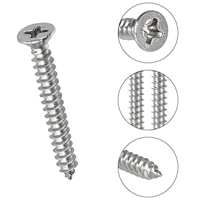 525Pcs M2 M3 M4 Phillips Flat Head Self Tapping Wood Screws, 304 Stainless Steel 13 Sizes Cross Countersunk Sheet Metal Screws Assortment for Wood, Plastic and Soft Metal. Coarse Threaded, Sharp Point