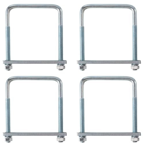 4 Pack Square U-Bolt for Trailer- Fits 5 Inch Wide Leaf Springs, Galvanized Steel Clamp Set, Secure Fit for Truck, Boat and Trailers - size: Fits Up To 5 Inch Wide Leaf Springs