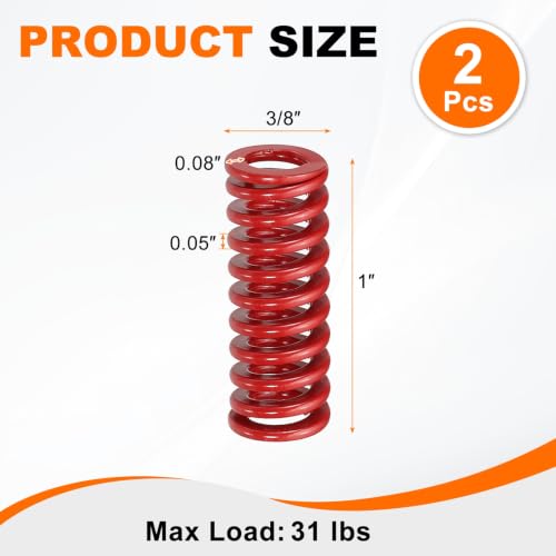 HARFINGTON 2pcs Die Spring 3/8" OD x 1" Free Length SMH1004, Red - size: 3/8" OD x 1" Free Length