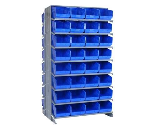 Quantum Storage Systems QPRD-207BL Solid Double Sided 16 Shelves 64 STORE-MORE Blue Bins 64" H x 36" W x 24" D - size: 64" H x 36" W x 24" D, style: 12" L x 9" W x 6" H 64 STORE-MORE Blue Bins