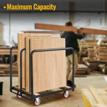Steel Panel Truck Cart 1000LBS with 4 Swivel Casters and Wood End