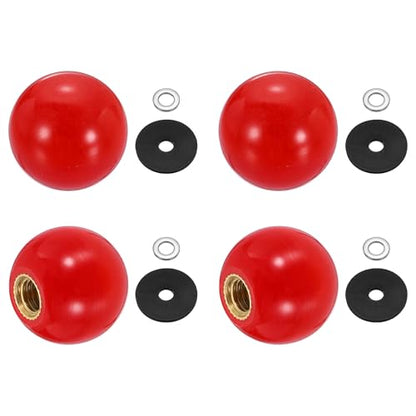 uxcell 4Pcs Threaded Ball Knobs, M6 x 20mm Phenolic Plastic Thread Ball Handles Balls Nuts Knob Caps Nut Balls with Threaded Insert for Machine Lever Handle DIY Project, Red - color: Red, size: M6 x 20mm