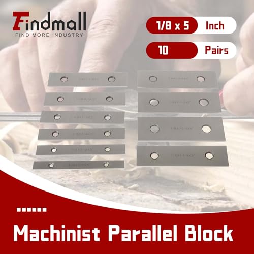findmall 10 Pair 1/8 x 5 Accuracy Parallel Block Set 0.0002 Hardened Gage Gauge Tool Set - size: 10 Pair 1/8 x 5