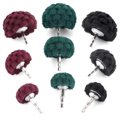 9 PCS Non Woven Abrasive Buffing Polishing Wheel Drill Attachment Set