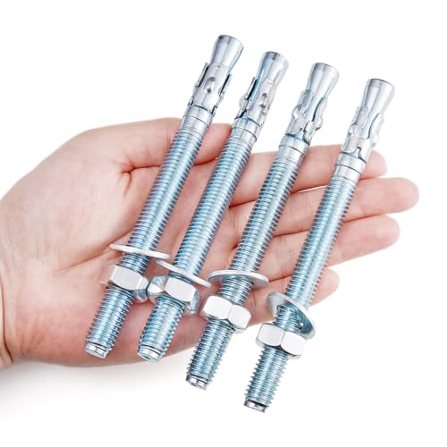 10 Pcs 1/2"x4" Wedge Anchors,Heavy-Duty Mounting Bolts for Concrete - size: 1/2"x4"