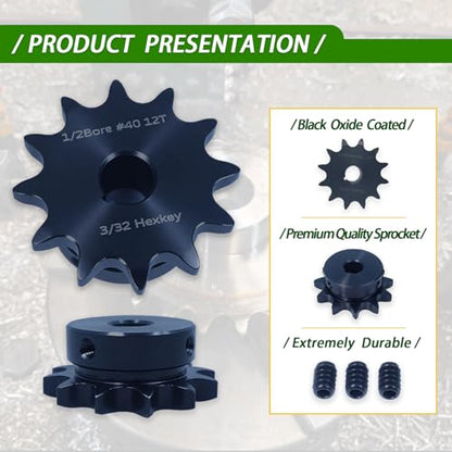 #40 Sprocket 11T 5/8" Bore Hardened Black Oxide - size: 11 teeth, style: 5/8" in bore