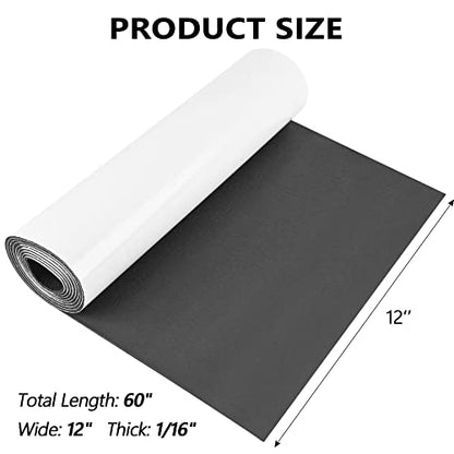 Sponge Neoprene Foam Rubber Sheet with Adhesive, 12 in x 60 in x 1/16 in Multi-Function Soundproof High Density Waterproof Rubber Mat, Perfect Cosplay Easy Cut DIY Neoprene Padding Roll - Black - color: Black, size: 12 in x 60 in x 1/16 in