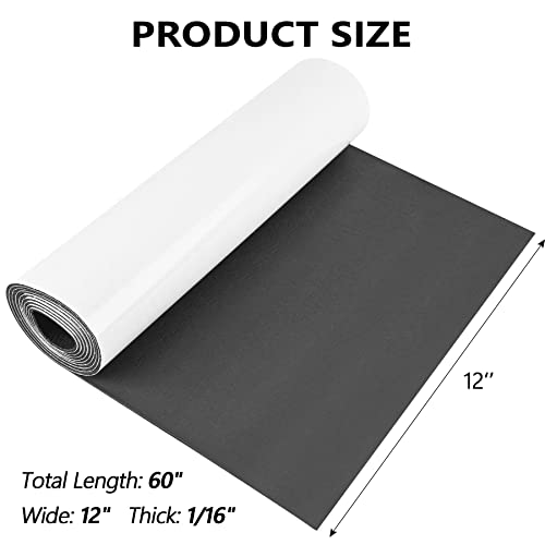 Sponge Neoprene Foam Rubber Sheet with Adhesive, 12 in x 60 in x 1/16 in Multi-Function Soundproof High Density Waterproof Rubber Mat, Perfect Cosplay Easy Cut DIY Neoprene Padding Roll - Black - color: Black, size: 12 in x 60 in x 1/16 in