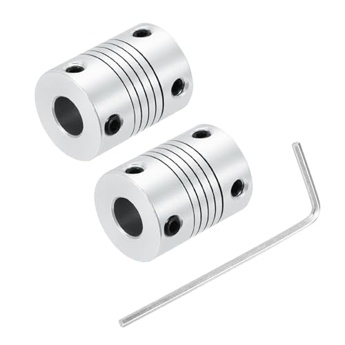 uxcell 2Pcs 8mm to 8mm Aluminum Alloy Shaft Coupling L25xD19 Flexible Coupler Beam for 3D Printer CNC Machine DIY Encoders and Motors Shaft,Silver - size: 8mm to 8mm