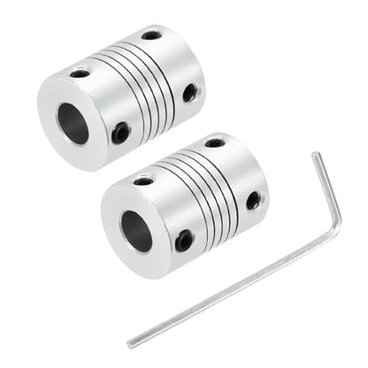 uxcell 2Pcs 8mm to 8mm Aluminum Alloy Shaft Coupling L25xD19 Flexible Coupler Beam for 3D Printer CNC Machine DIY Encoders and Motors Shaft,Silver - size: 8mm to 8mm