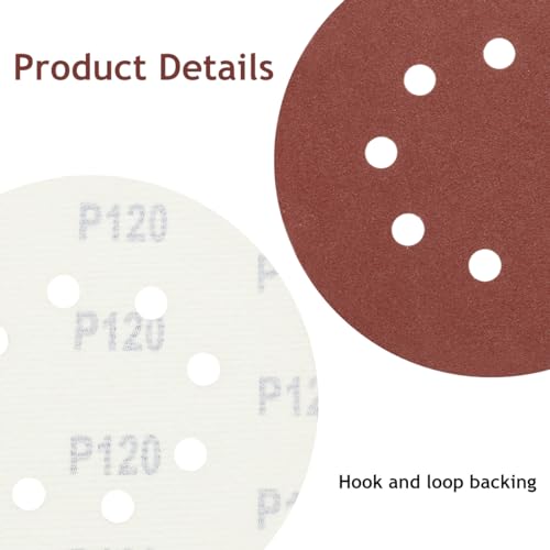 50 PCS 5 Inch 8 Hole Hook and Loop Sanding Discs 120 Grit - style: 120 Grit,50-Pack