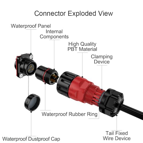 CNLINKO YM-20 Industrial Waterproof Connector IP68 Circular Aviation Plug PBT Plastic Shell M20 2-12 Pin Flange Socket (3-Pin) - size: 3-Pin, style: Male Plug/Female Socket