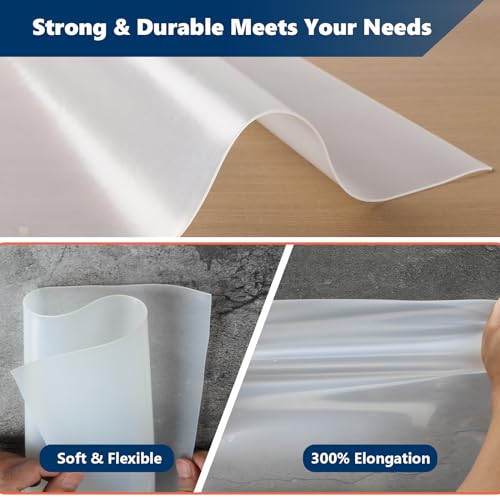 WochiTV Translucent Silicone Rubber Sheet, 12" Wide x 1/16" Thick x 12" Long Heat Resistant Rubber Mat for DIY Gaskets Material, Pads, Sealing, Cushion, Microwave Oven Protection - color: 1/16" Thick, size: 12” x 12"