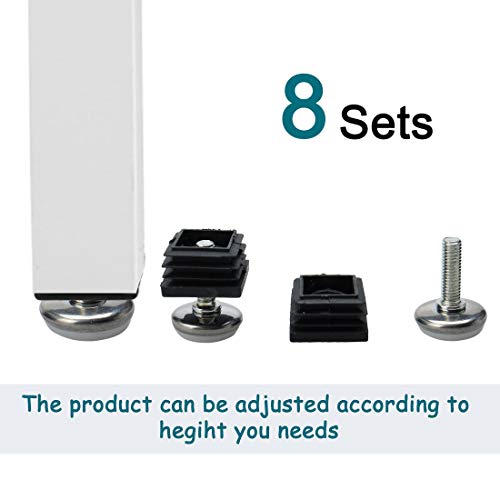 uxcell Leveling Feet 25 x 25mm Square Tube Inserts Kit Furniture Glide Adjustable Leveler for Table Desk Leg 8 Sets