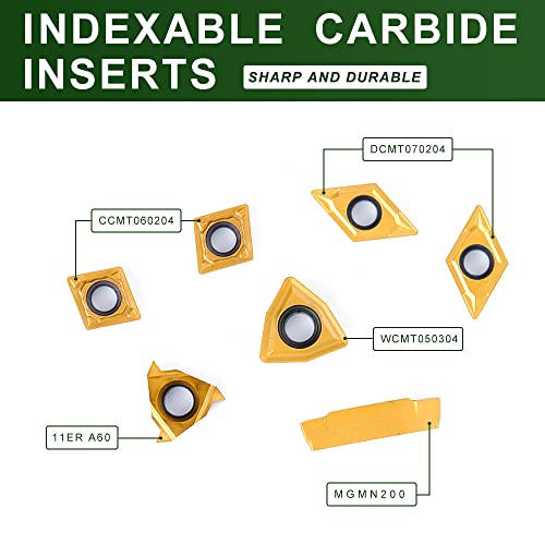 Indexable Lathe Turning Tool-1/2" Shank 7 Pcs Carbide Turning Tool Set