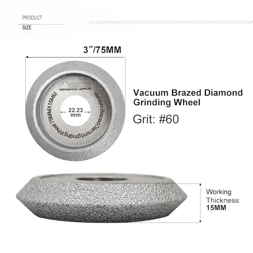 SHDIATOOL Diamond Hand Profile Wheel 3 - inch Convex Curve Edge Grinding Disc Grooving for Stone Marble Granite Rock Height 15mm - size: 15mm Height v shape