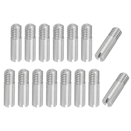 PATIKIL M4 x 14mm Slotted Cylindrical Pin, 15 Pcs 304 Stainless Steel Dowel External Thread Slotted Pin Screw for Home Furniture Cabinet Improvement, Silver Tone - size: M4 x 14mm