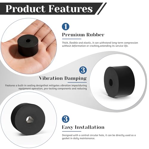 8 PCS Multi Purpose Rubber Spacer, 2" OD x 1/2" ID x 1-1/5" Thickness - size: 2" OD x 1/2" ID x 1-1/5" Thickness