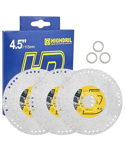 HIGHDRIL 4.5" Metal Diamond Cut Off Wheel 3-Pack for Rebar, Stainless Steel