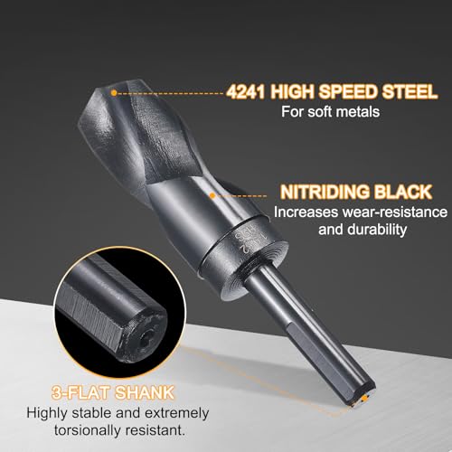 HARFINGTON 1-9/32" Drill Bit 1/2" Reduced Shank 3-Flat 4241 HSS 118° - size: 1-9/32" with 1/2" Shank