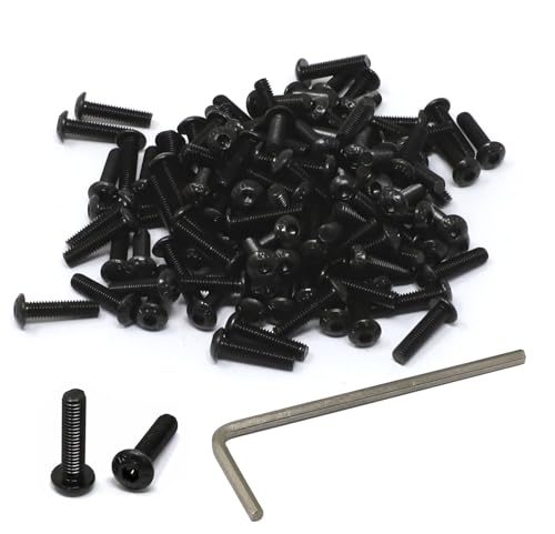 iexcell 100 Pcs M3 x 12mm Thread Pitch 0.5 mm Alloy Steel 12.9 Grade Hex Socket Button Head Cap Screws Bolts Kit, Black Oxide Finish - size: M3 x 12mm