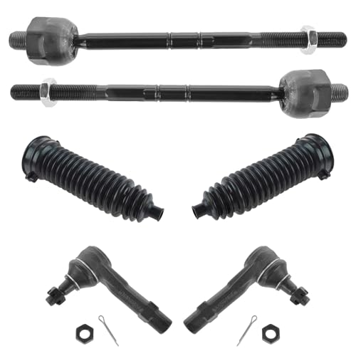 TRQ Front Steering Kit Steering Rack & Pinion Bellow Tie Rod - style: PSA58642
