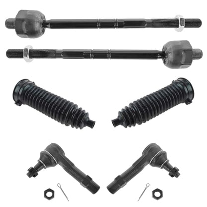TRQ Front Steering Kit Steering Rack & Pinion Bellow Tie Rod - style: PSA58642