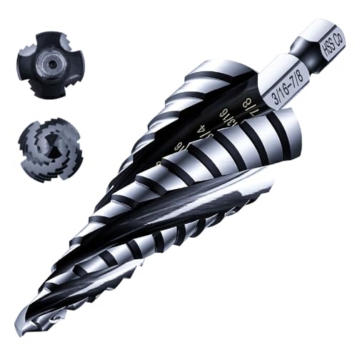 toolant M35 Cobalt Step Drill Bit, 3/16"-7/8", TiAlN, 1/4" Hex Shank - size: 3/16" - 7/8"