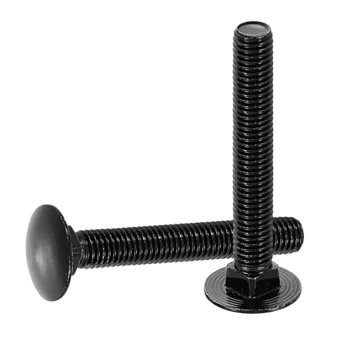 uxcell 10Pcs Carriage Bolts, M10 x 70mm Stainless Steel 18-8 (304) Round Head Square Neck Screws Black Oxide Bolt Screw for Fastening Accessories - Black - color: Black, size: M10 x 70mm