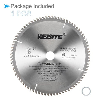 Circular Saw Blade, 9" Outer Dia 80 Teeth 3/4" Arbor, Wood Tungsten Carbide Tipped () Slitting Saw - (Applications: for Wood Cutting) - size: 230mm x 80T