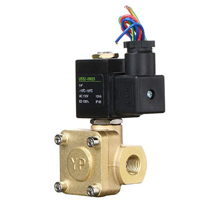Brass Solenoid Valve 1/4 in U.S. Solid 110V AC Normally Closed VITON Seal FNPT 232 PSI Pilot-Operated for Water Air Oil - size: 1/4 inch