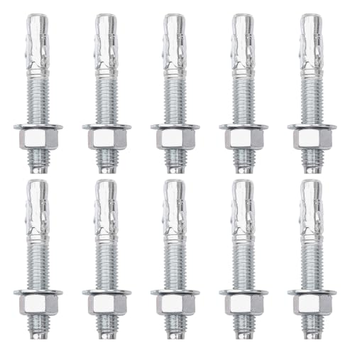 5/8" x 4‑1/4" Concrete Anchors Wedge Anchor, Carbon Steel,10 Pcs - size: 5/8"x4-1/4"