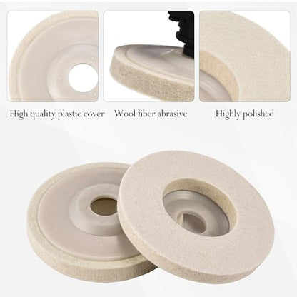 10 Packs 4.5" x 7/8" Round Wool Felt Polishing Disc Kit for Angle Grinder - style: 10Packs Wool Felt Polishing Disc