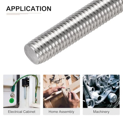 DTGN M10x1.5x80mm(DxPxL) Fully Threaded Rod - 5Pack - Good for Machinery - 304 Stainless Steel Right Hand Thread Rods Bar Studs - Silver - size: M10x1.5x80mm