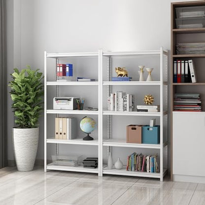 5 Tier Metal Storage Shelves Adjustable Garage Shelving, Heavy Duty Industrial Utility Rack Organization for Kitchen, Pantry, Closet, Garage, Office (White) - color: White-S 5 Tier