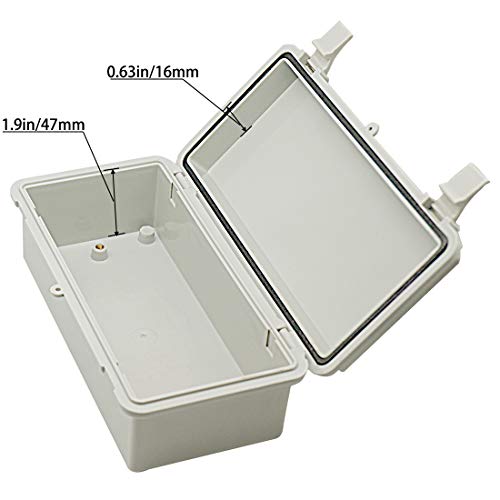 Zulkit Junction Box ABS Plastic Dustproof Waterproof IP65 Electrical Boxes Hinged Shell Outdoor Universal Project Enclosure with 2 Cable Glands 7.9 x 3.9 x 2.8 inch (200x100x70mm) - size: 7.9" x 3.9" x 2.8"