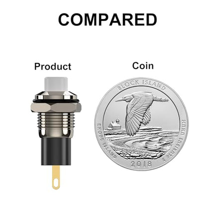 Push Button Switch, Self-Locking Mini Switches Latching 10mm Round DC24V 0.5A White Cap 5PCS - style: white