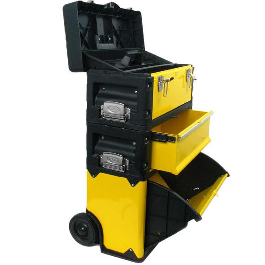 Stalwart 3-in-1 Portable Tool Box on Wheels, Yellow/Black, 20.5x12x28-Inch - style: 3-in-1