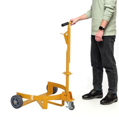 55 Gallon Drum Dolly, 1200lbs Capacity Oil Drum Caddy, Low Profile Barrel Dolly Cart with Adjustable Handle for Workshop Factory Warehouse