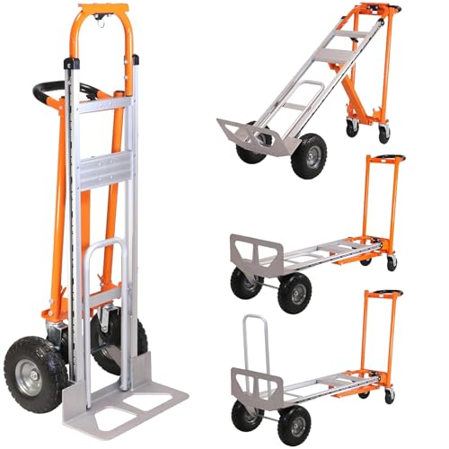 Aluminum Convertible Hand Truck, 3 in 1 Folding Dolly 1000 LBS Capacity Heavy Duty Industrial Platform Cart Collapsible Truck for Transport & Moving in Warehouse, Home, Supermarket - color: Silver1