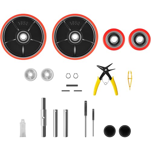 Pallet Jack Wheels Set & Axles 7"x2" Steering 2.75"x3.75" Load Rollers, Red