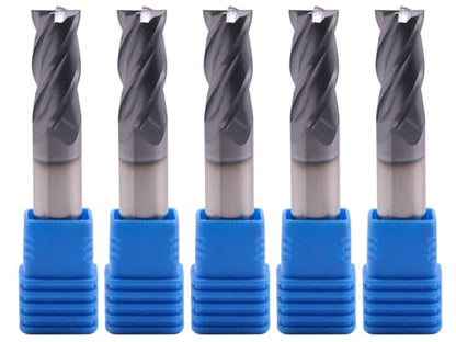 4 Flute Solid Carbide Square End Mill Set(5Pcs, 7/16"), AlTiN Coated - size: 7/16"