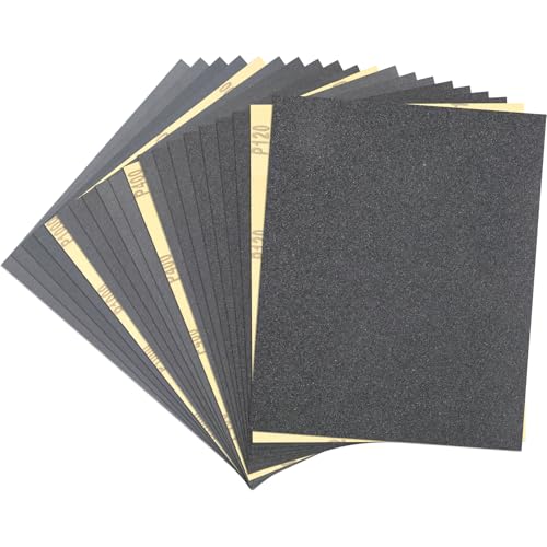 20 PCS Wet Dry Sandpaper 120-2000 Grit Sheets for Polishing & Finishing - color: 120-2000G, size: 9x11 Inch