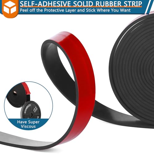 HooTown Adhesive Solid Rubber Strips, Self Neoprene Rubber Sheets Rolls Red - color: 1/16" Thick Adhesive, size: 0.5” W x 180" L